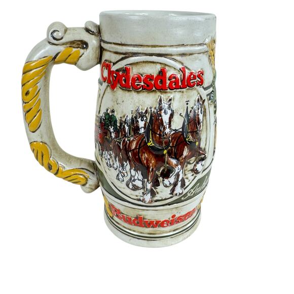 Vintage Budweiser Anheuser Busch 1983 Clydesdale Handled Beer Stein Mug - Picture 3 of 5